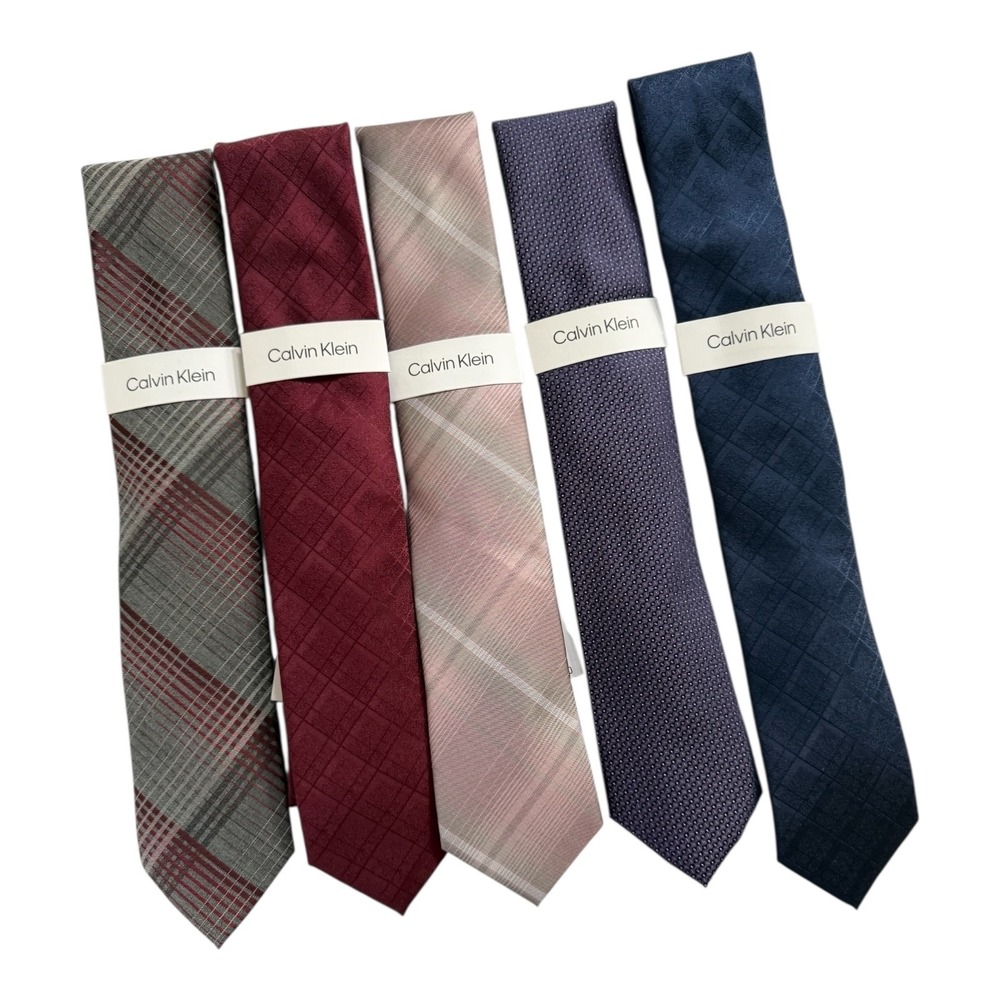 Calvin Klein Necktie Lot of 5 Mens One Size Ties Various Colors and Patterns New - Picture 3 of 6